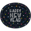 Oval Plate HNY Dots Neon C/8