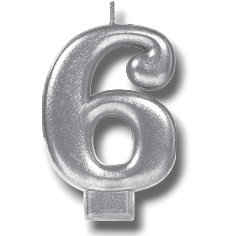 Silver Number 6 Candle C/1