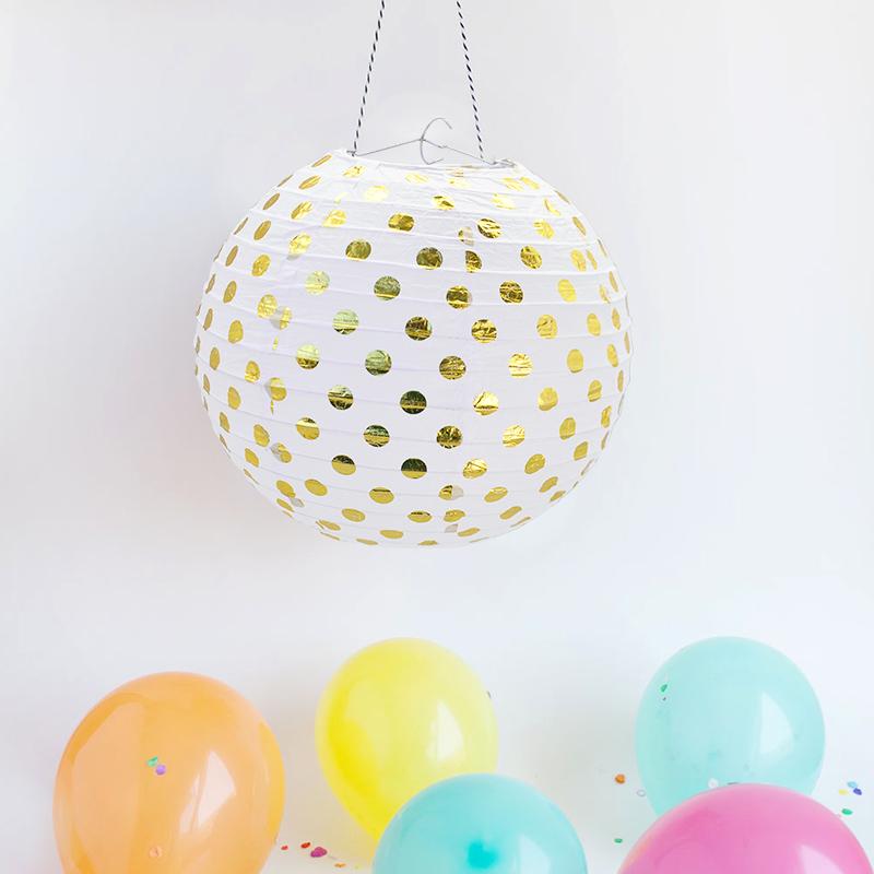Linterna de Papel Blanco Con Dorado C/1