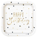 Plato 9" Gold Happy Birthday  C/8