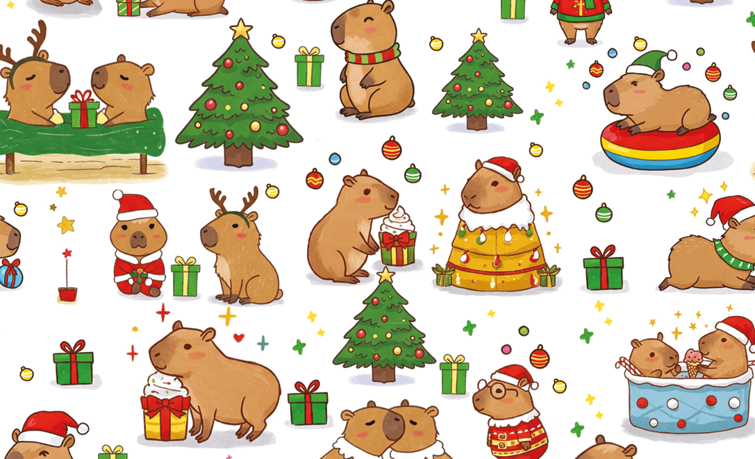 Papel Envoltura Capibara Navidad C/1