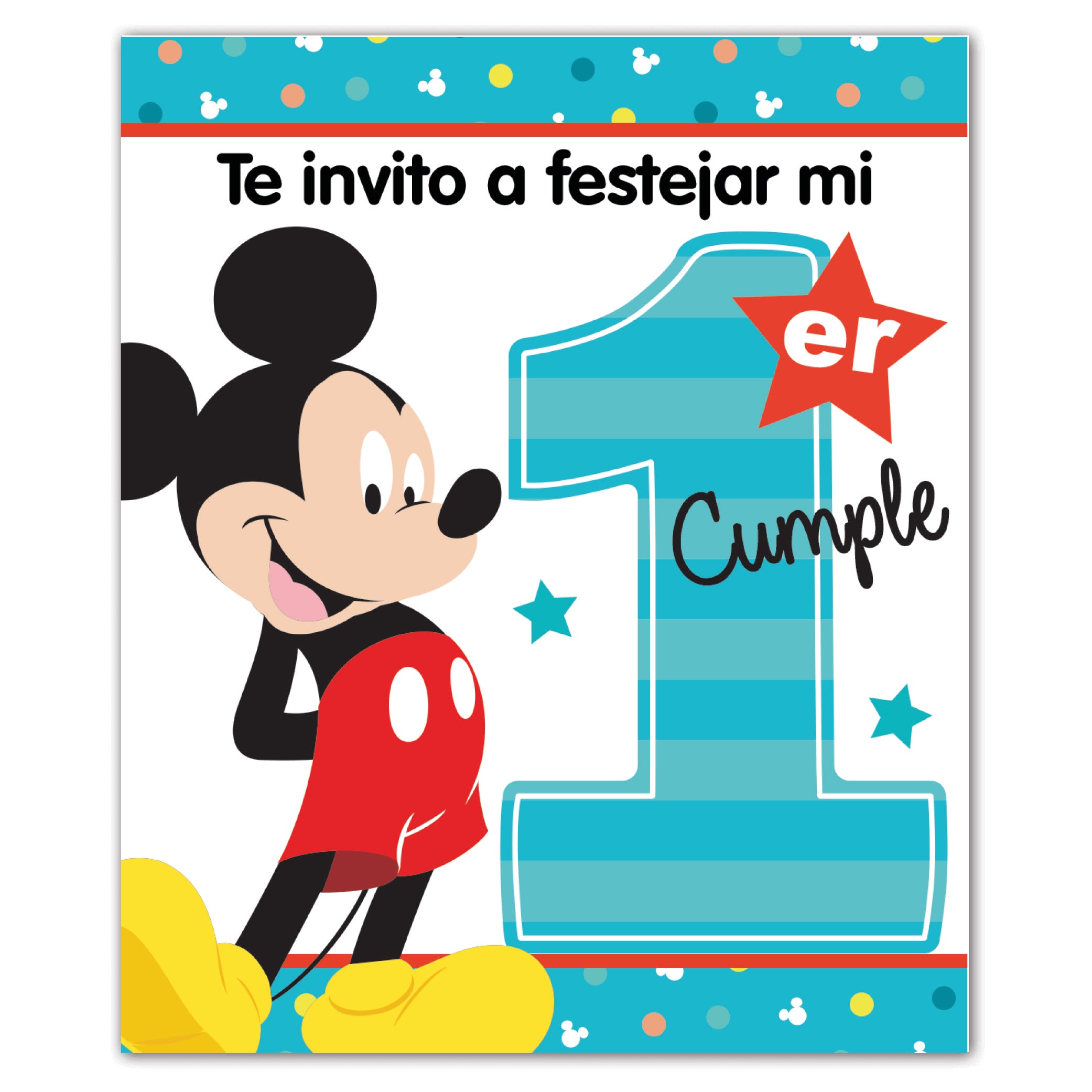 Invitacion Mickey Mouse 1er Cumple C/6