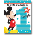 Invitacion Mickey Mouse 1er Cumple C/6