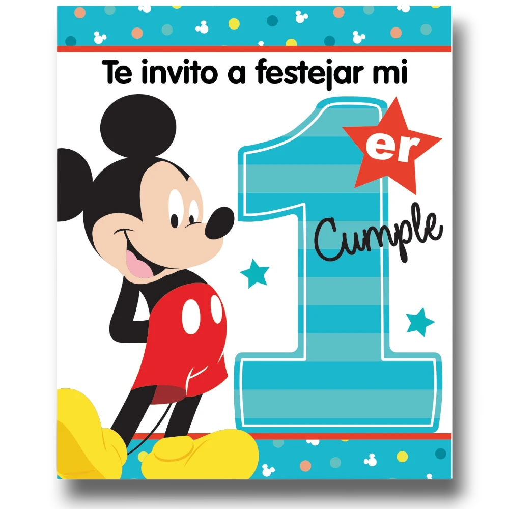 Invitacion Mickey Mouse 1er Cumple C/6