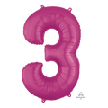Globo 36" Numero 3 Magenta C/1