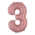 Globo 36" Numero 3 Oro Rosa C/1