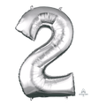 Globo 36" Numero 2 Plata C/1