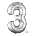 Globo 36" Numero 3 Plata C/1