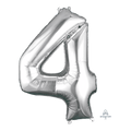 Globo 36" Numero 4 Plata C/1