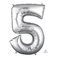 Globo 36" Numero 5 Plata C/1