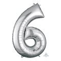 Globo 36" Numero 6 Plata C/1