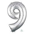Globo 36" Numero 9 Plata C/1