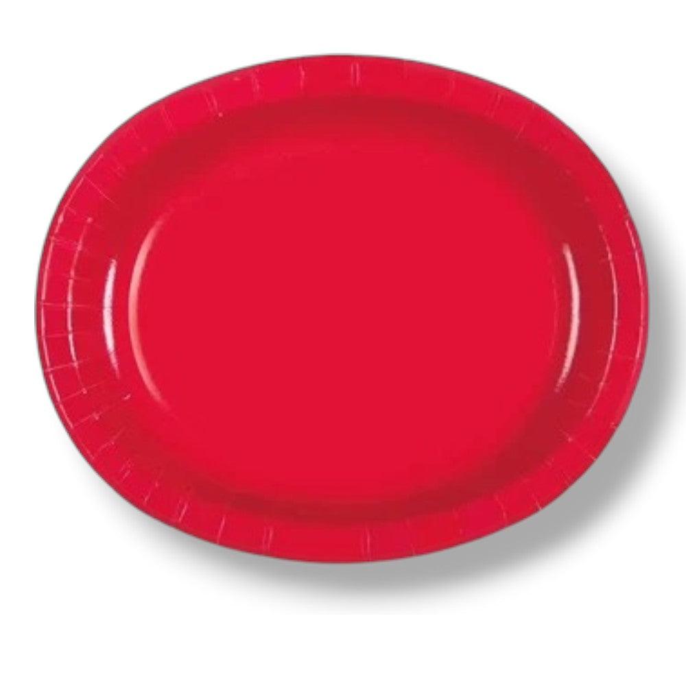 Plato 12" Ovalado Rojo C/8