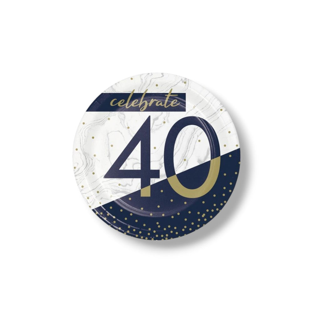 7" Navy &amp; Gold Plate 40 C/8