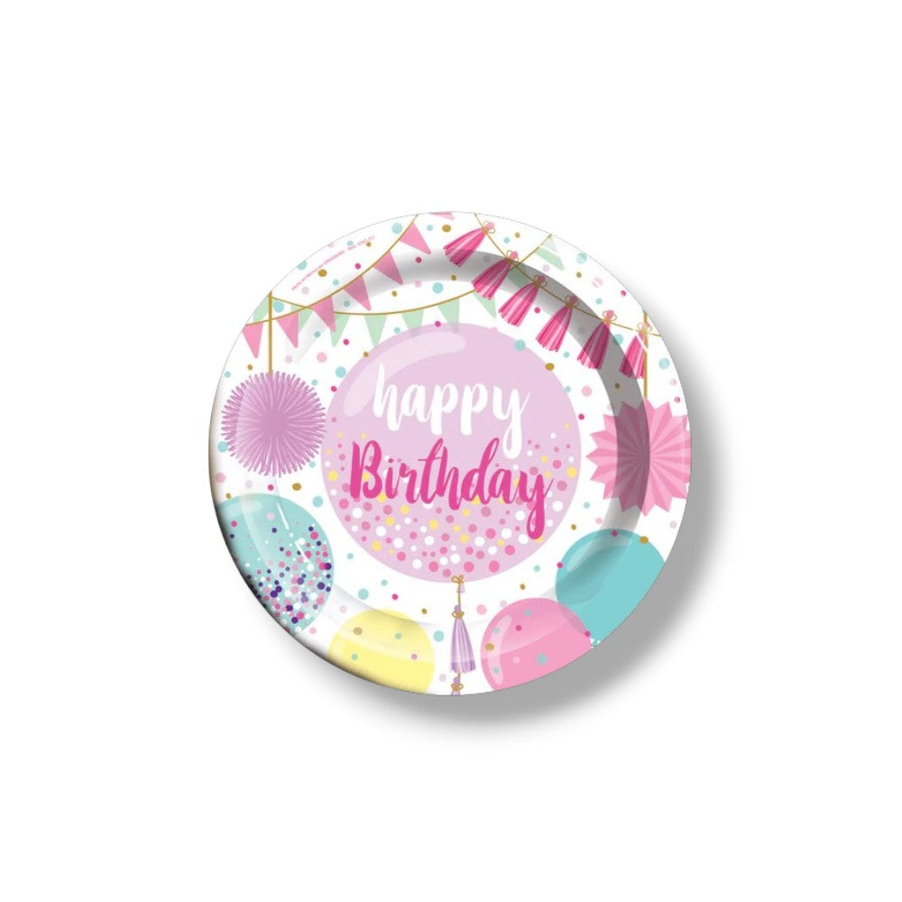 Plato 7" Happy Birthday Sweet Balloons C/6