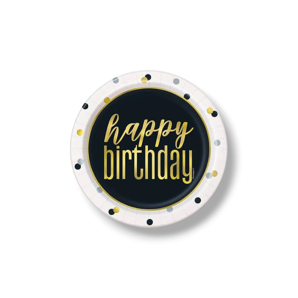 Plate 7" Metallic Happy Birthday C/8