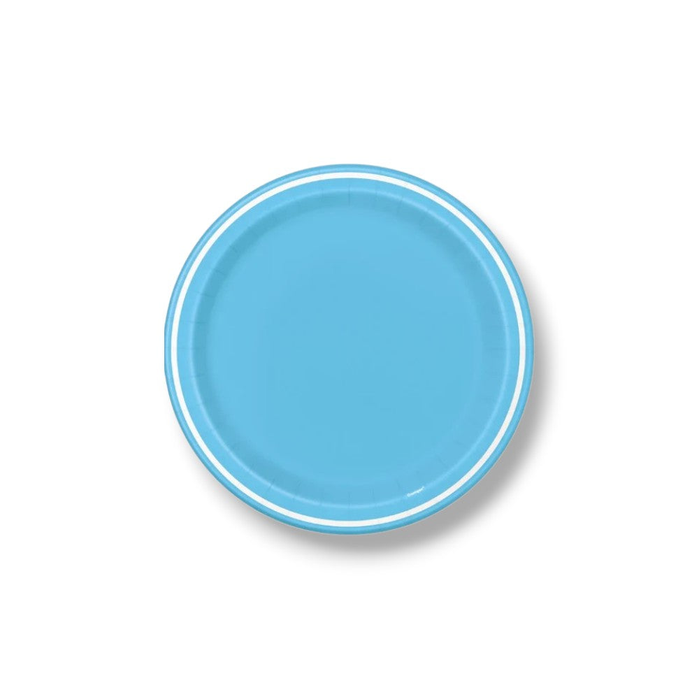 Plato 7" Redondo Azul Contorno Blanco C/8