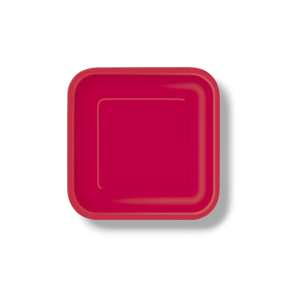 Plato 7" Cuadrado Rojo C/16