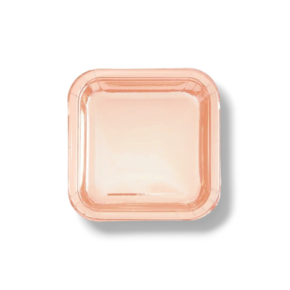 Plato 7" Cuadrado Rosa Oro C/8