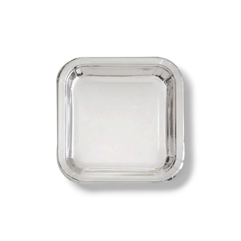 7" Square Silver Foil Plate C/8
