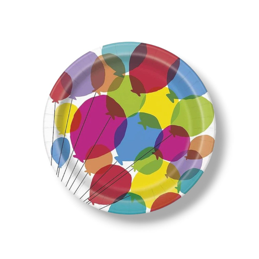 Plate 9" Balloons &amp; Rainbows Birthday C/8