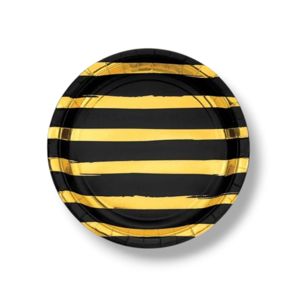 Plato 9" Black Velvet Foil Stripes C/8