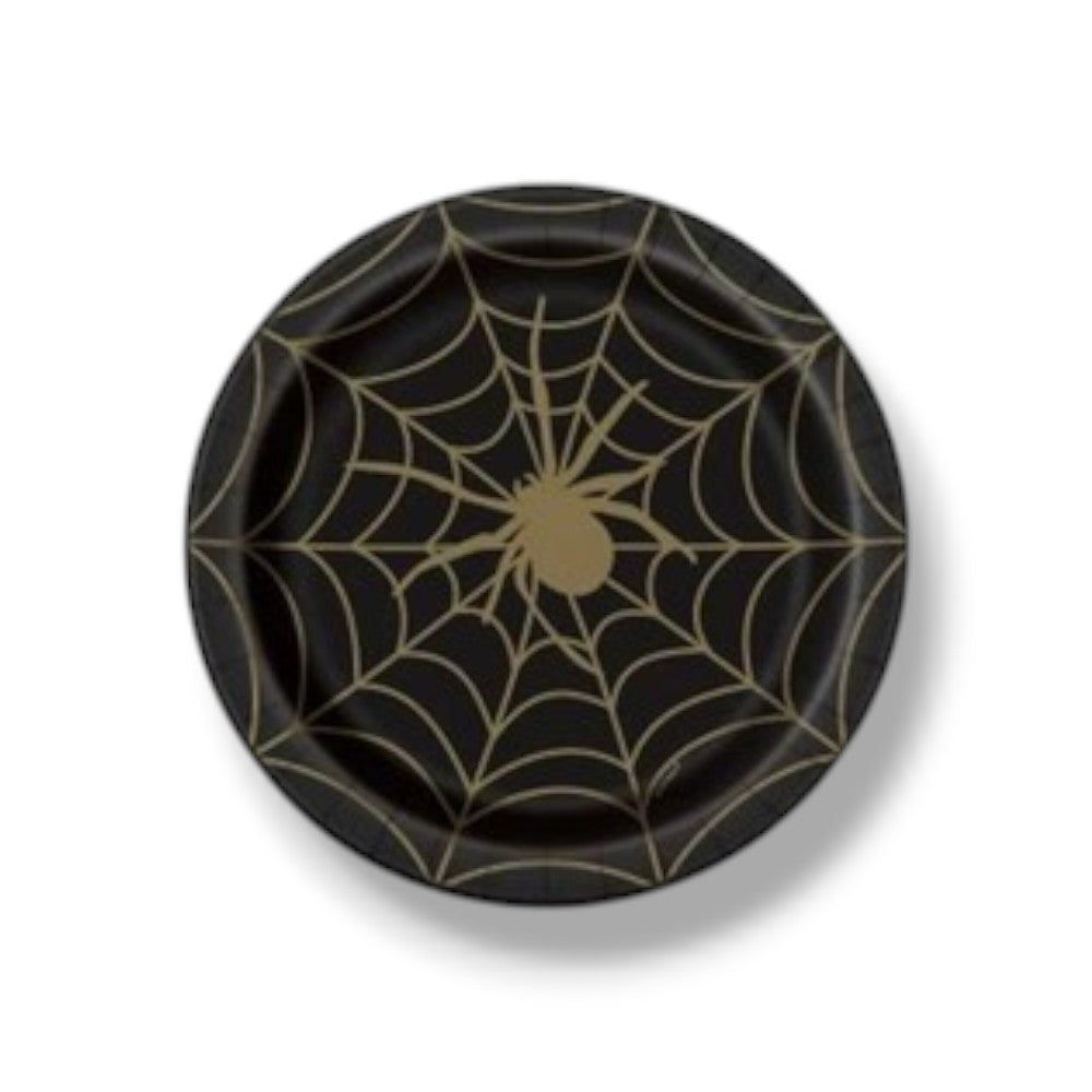Plato 9" Black & Gold Spider Web C/8