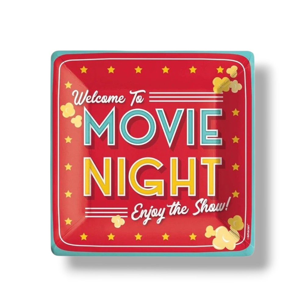 Plato 9" Cuadrado Movie Night C/20