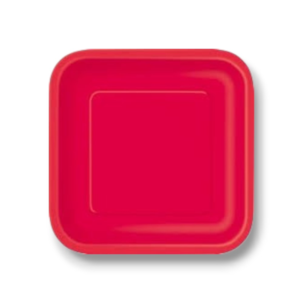 9" Square Red Plate C/14