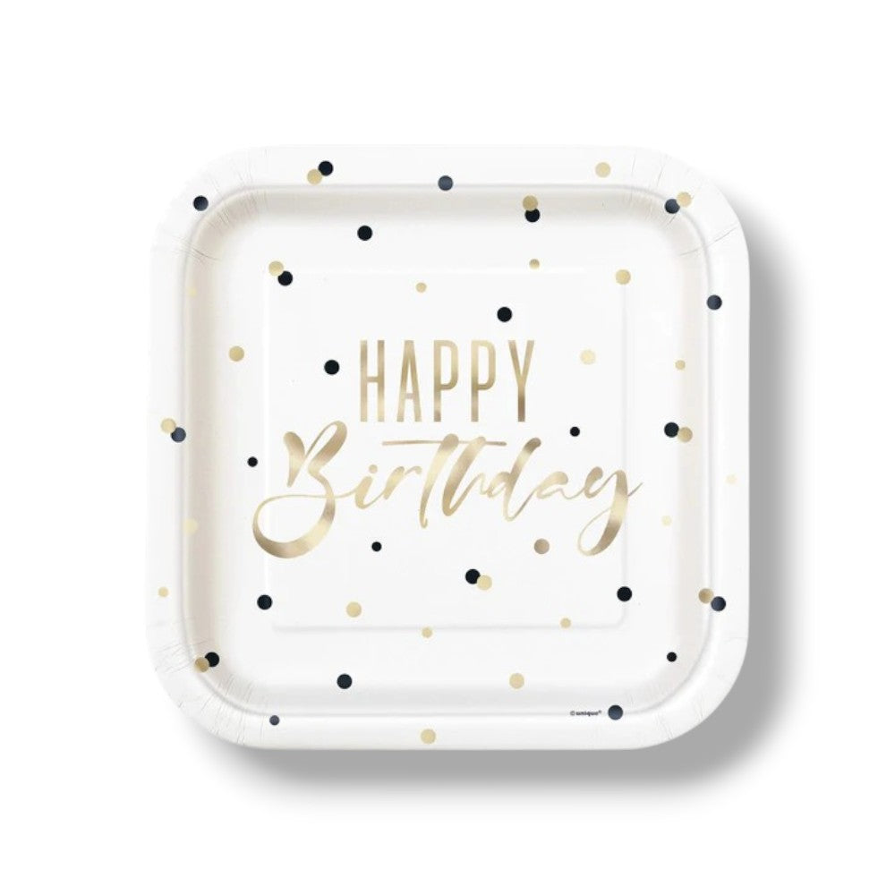 Plate 9" Gold Happy Birthday C/8