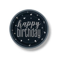 Plate 9" Happy Birthday Black &amp; Gray C/8