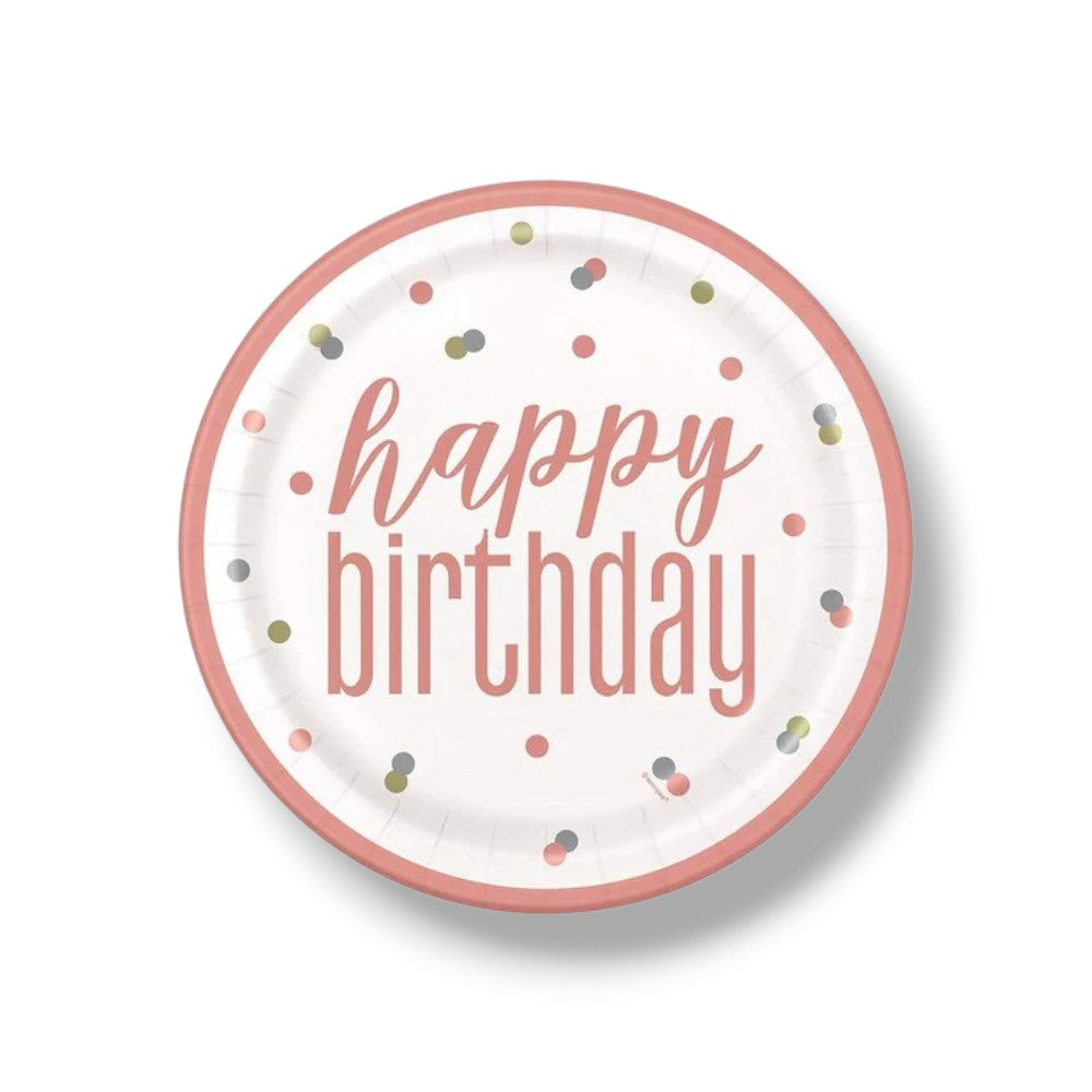 Plato 9" Happy Birthday Rose Gold C/8