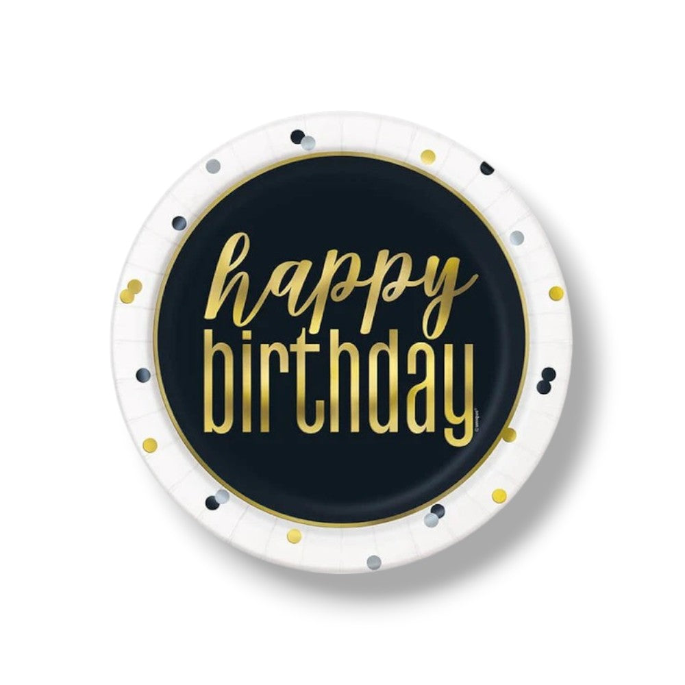 Plate 9" Metallic Happy Birthday C/8