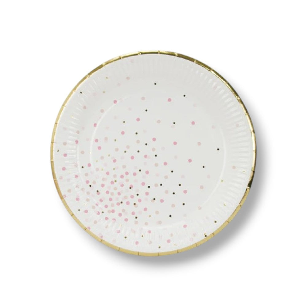 9" Plate Pink Dots C/8