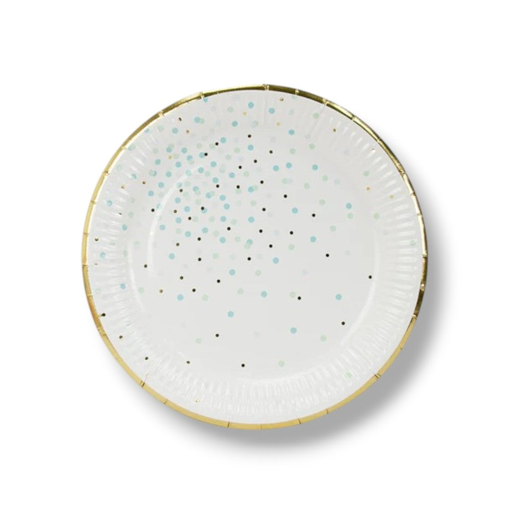 Plato 9" Puntos Azules C/8