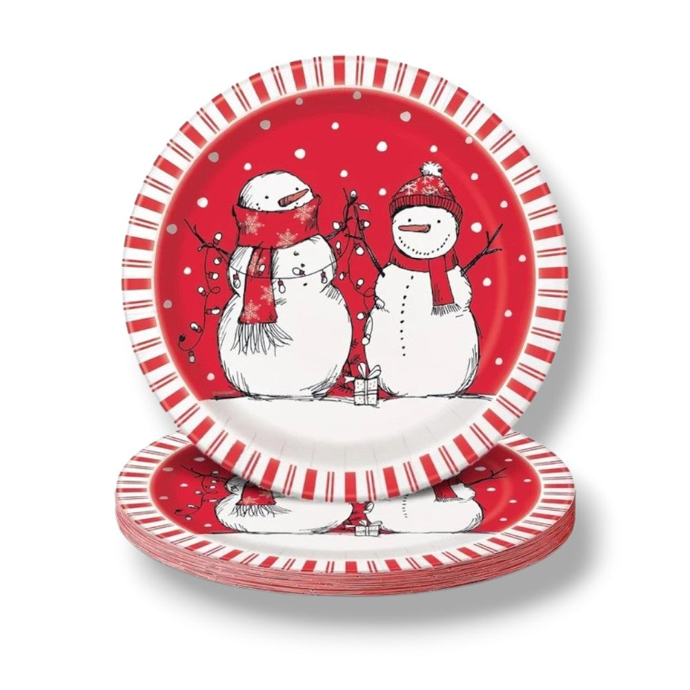 Plato 9" Red Stripes Snowman C/1