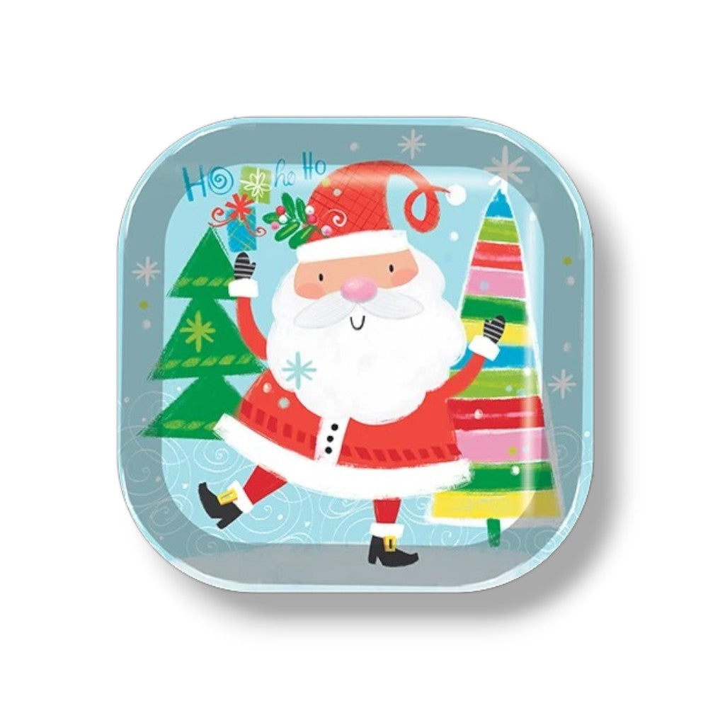 9" Square Plate Santa And Friends C/8