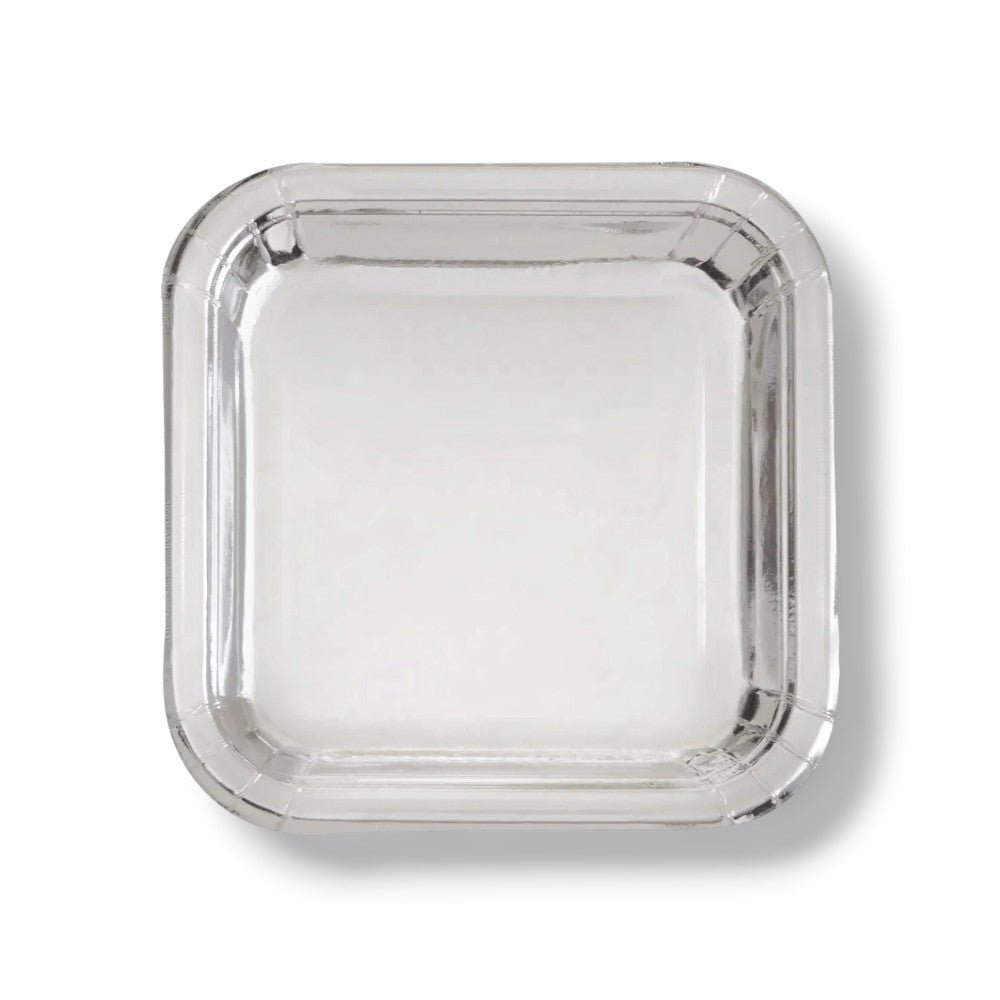 9" Square Silver Foil Plate C/8