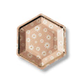 Plato 9" Hexagonal Foil Flores C/8