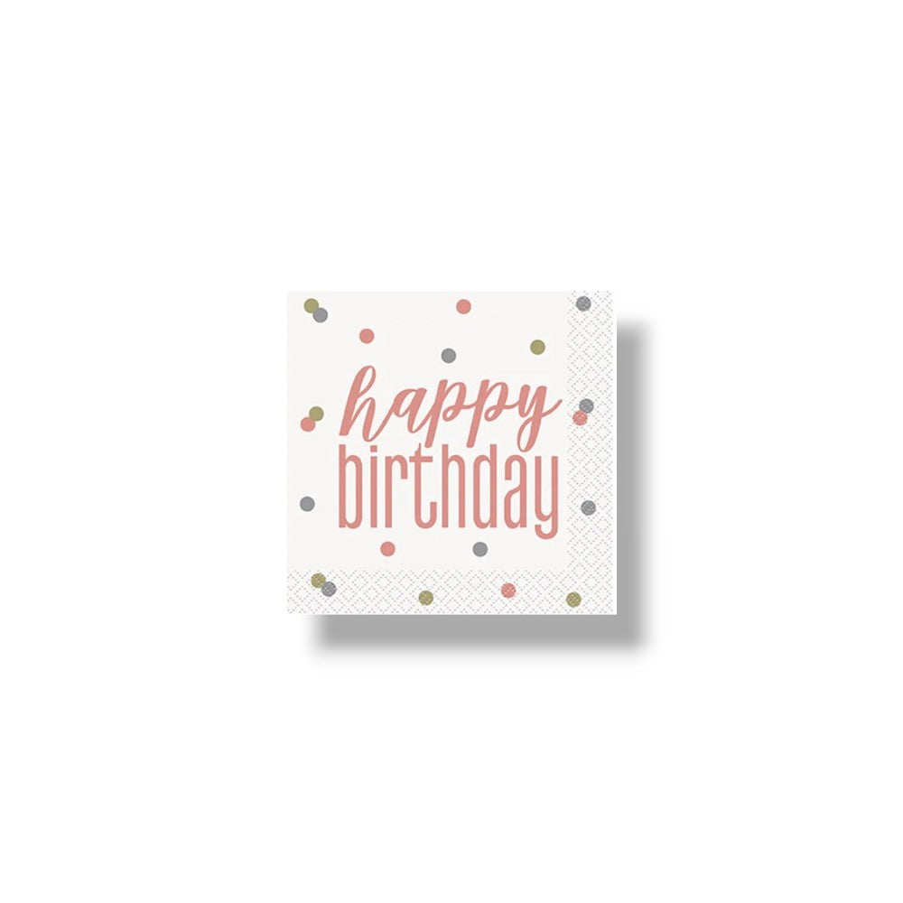 Servilleta Ch Glitz Rose Gold Happy Birthday C/16