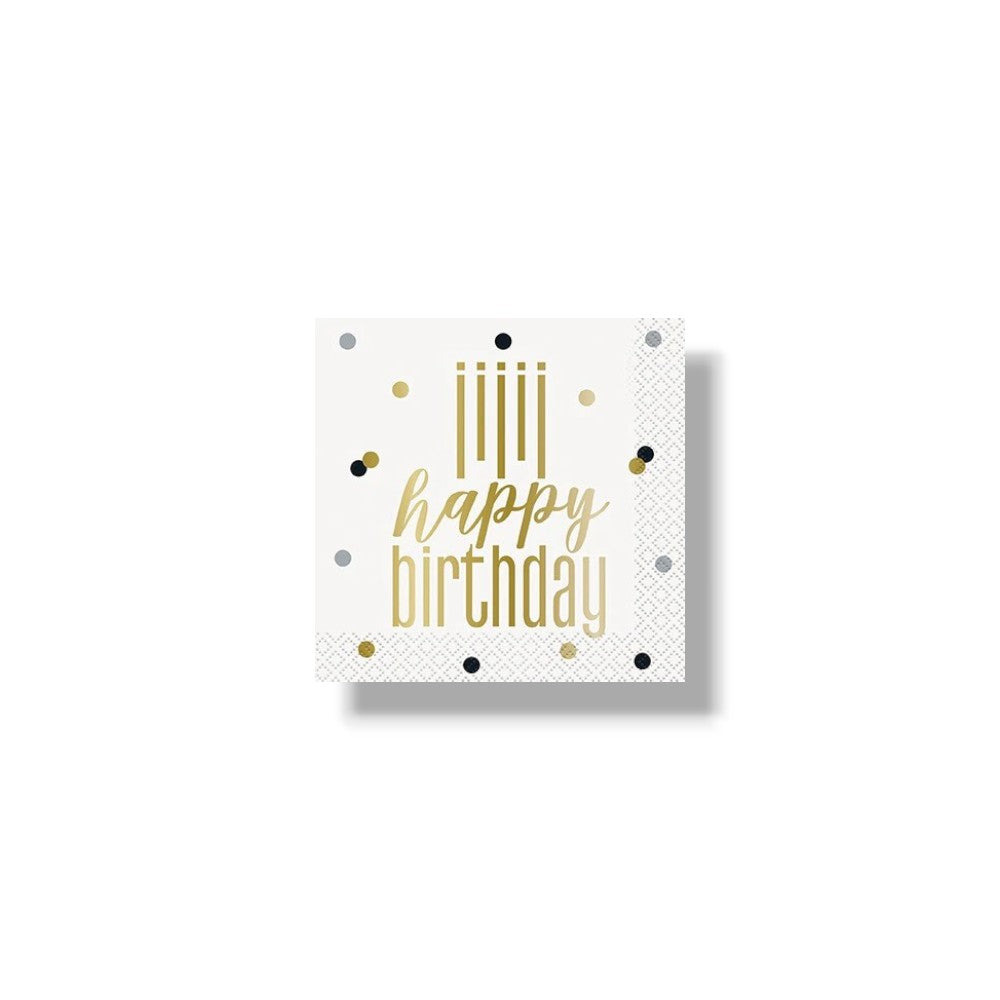 CH Metallic Happy Birthday Napkin C/16