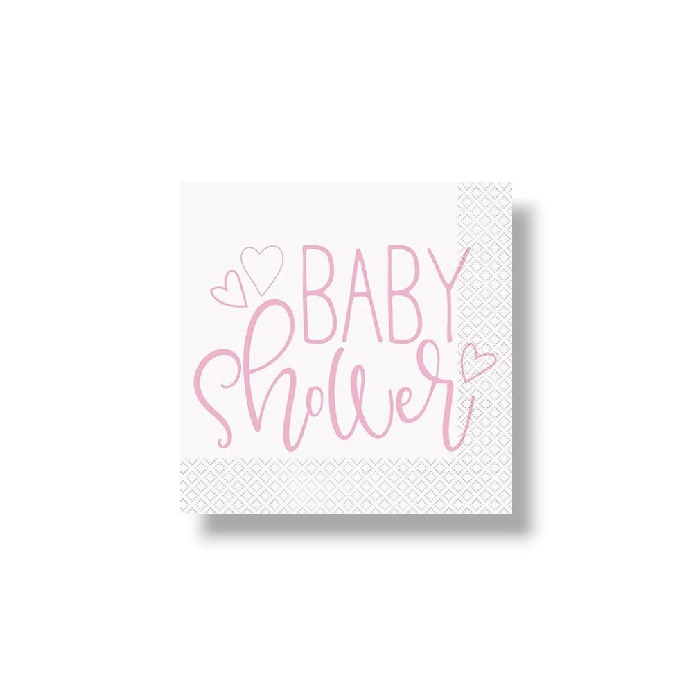 Napkin G Baby Shower Pink Hearts C/16
