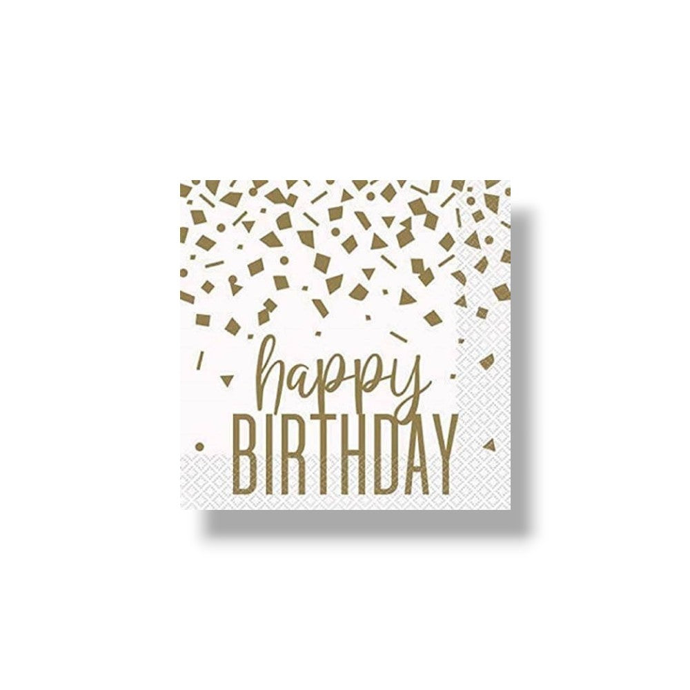 Servilleta G Confetti Gold Birthday C/16