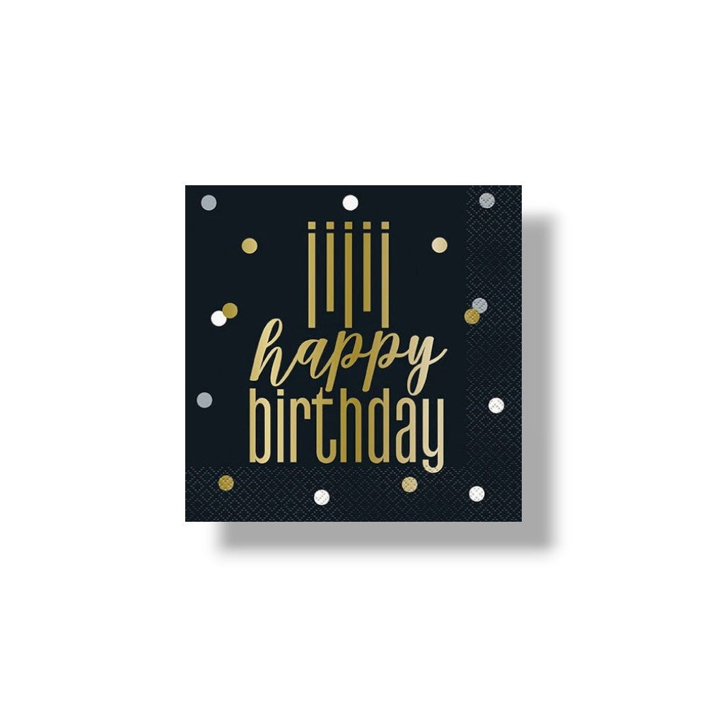 Napkin G Metallic Happy Birthday C/16