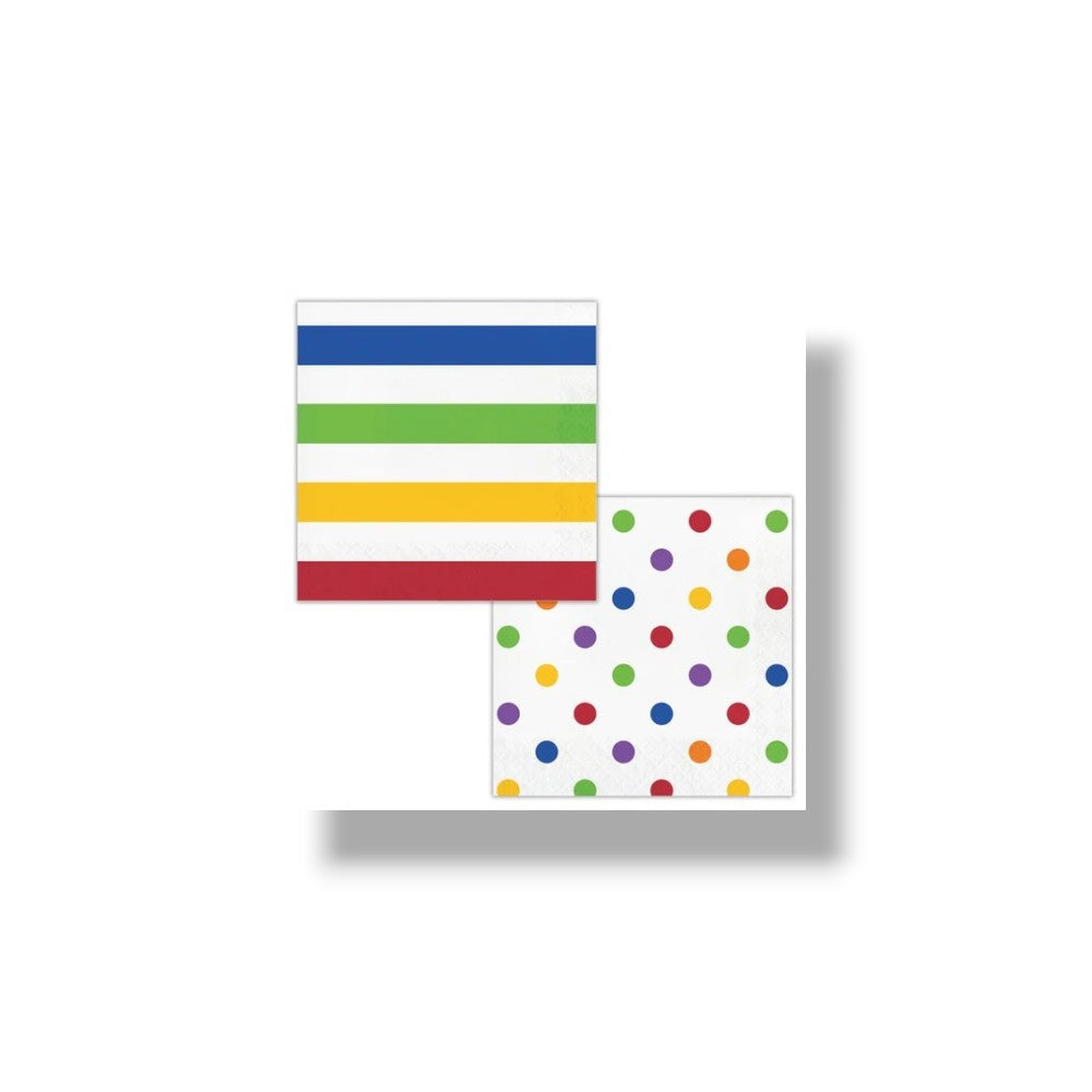 Napkin G Multicolor Dots And Stripes C/16