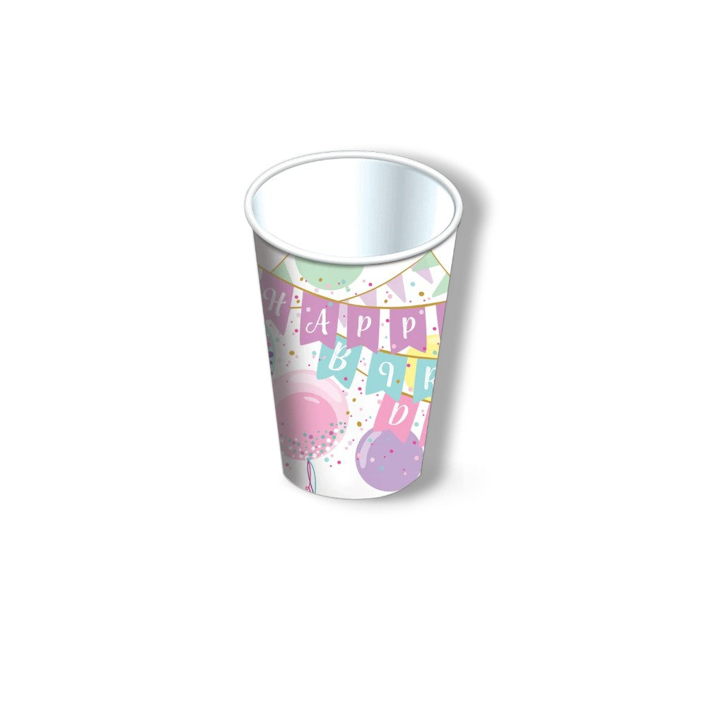 9oz Happy Birthday Sweet Balloons Glass C/8