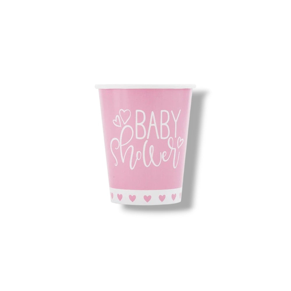 Baby Shower Pink Hearts Cups C/8