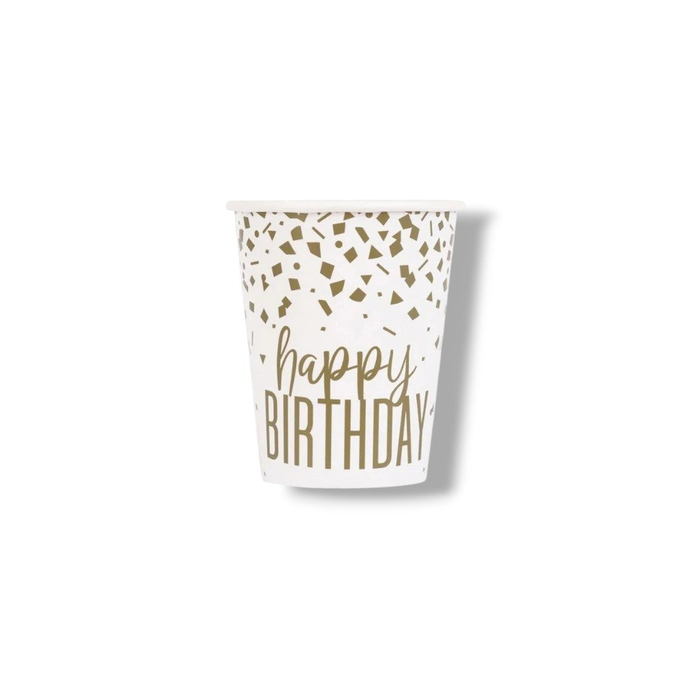 Confetti Gold Birthday Cup C/8