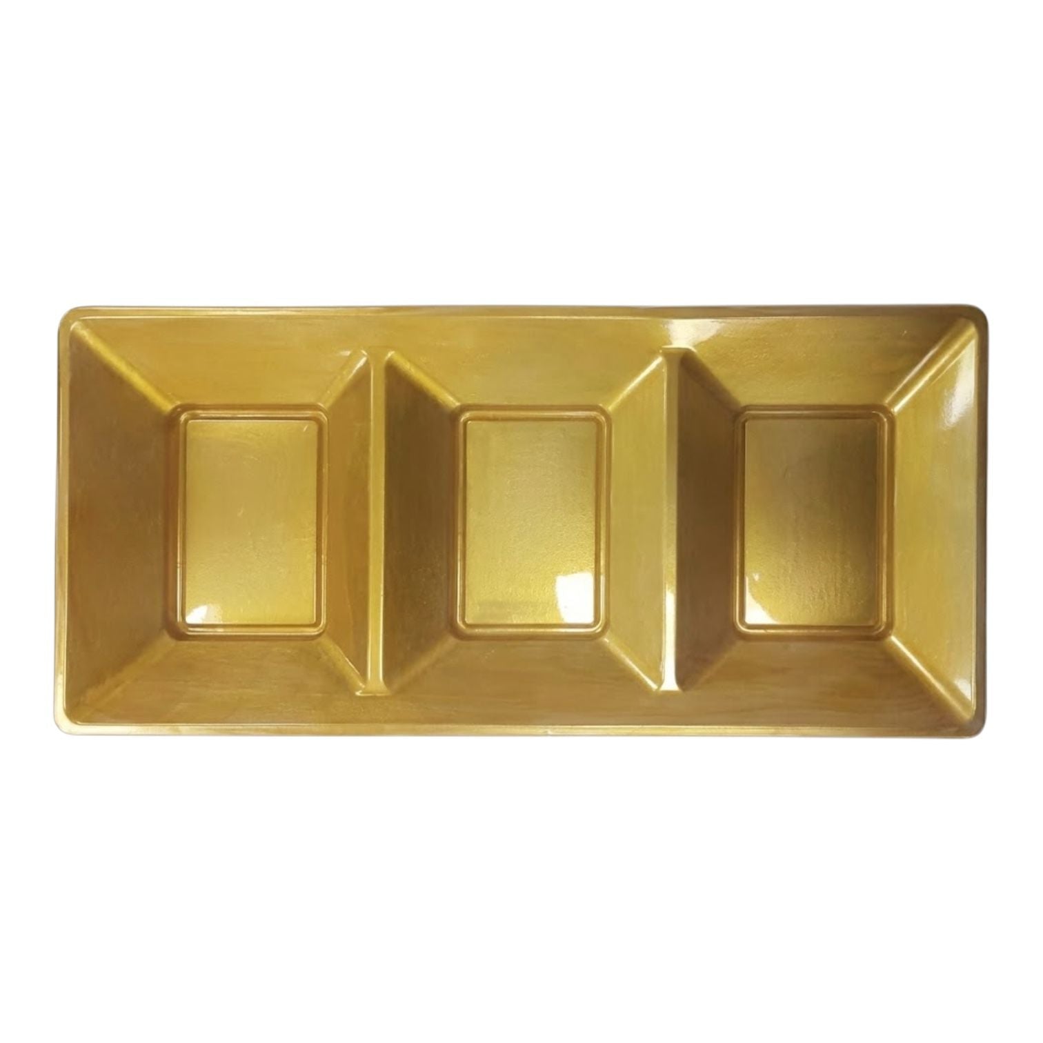 Charola Rectangular Con Division Oro  C/3