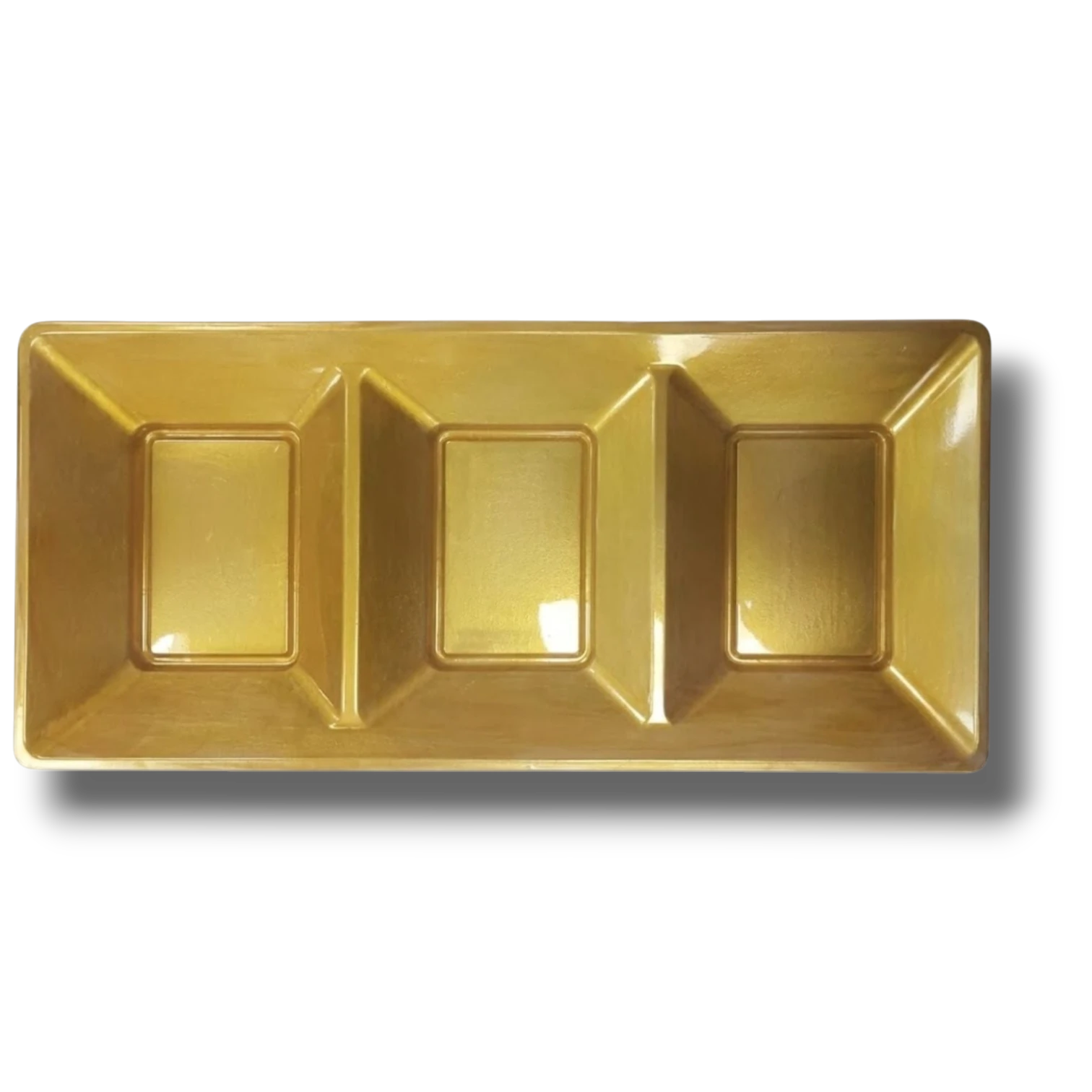 Charola Rectangular Con Division Oro  C/3